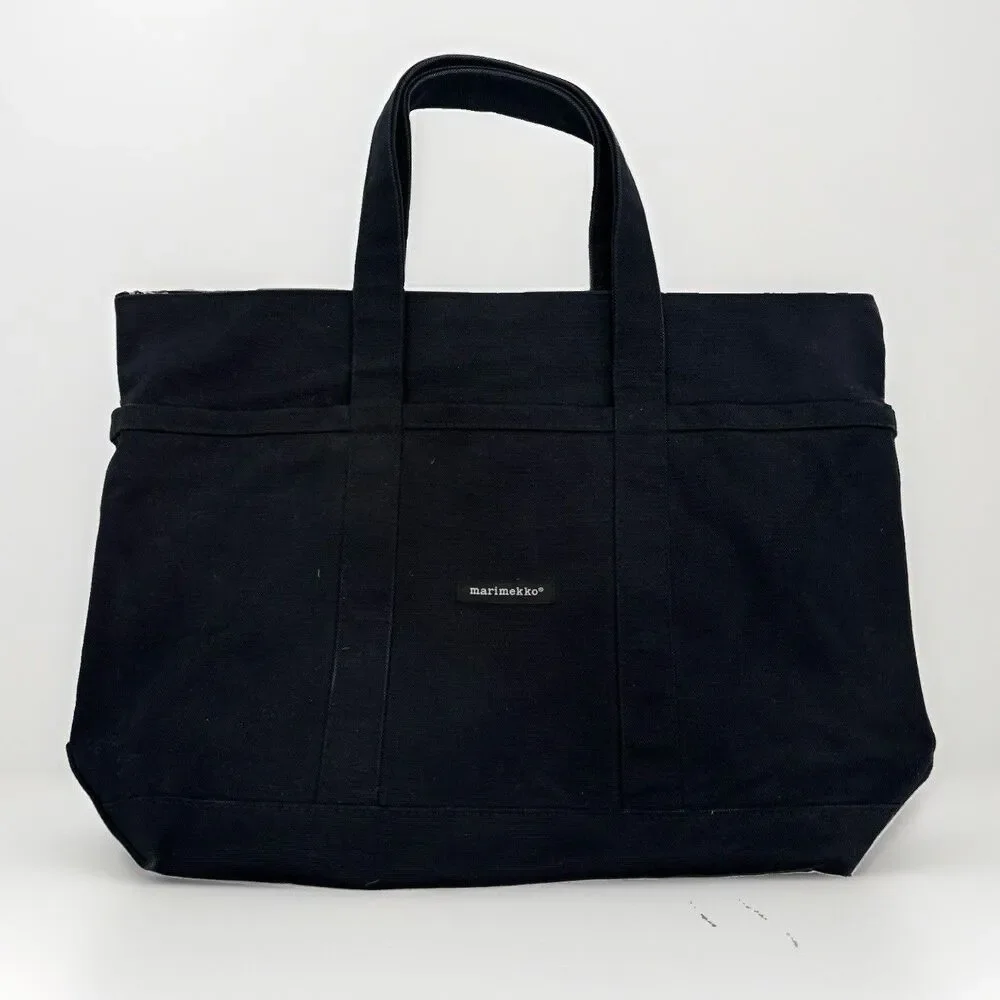 Marimekko Purse Tote Bag Black Canvas